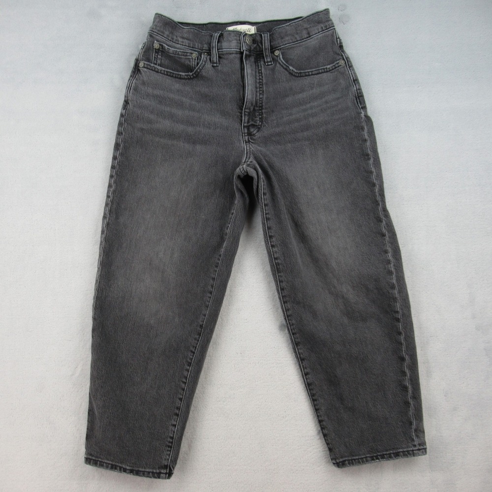 Madewell Balloon Jeans 27P Dark Gray High Rise Tapered Leg Petite Denim 3564